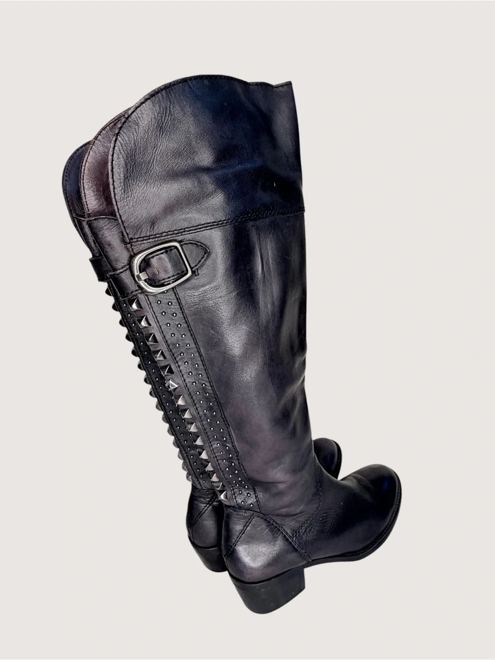 Vince Camuto black studded goth knee high boots